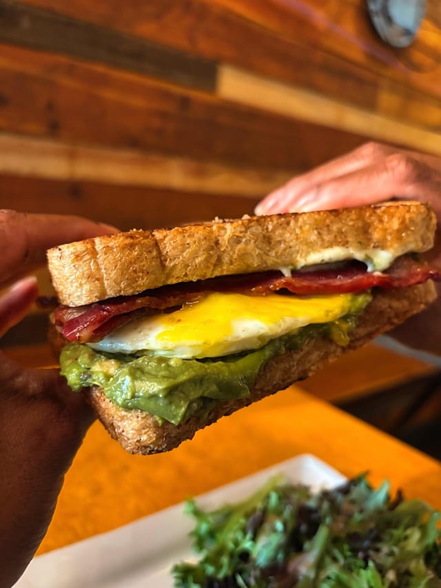 Fried Egg, Bacon, & Avocado Sandwich.