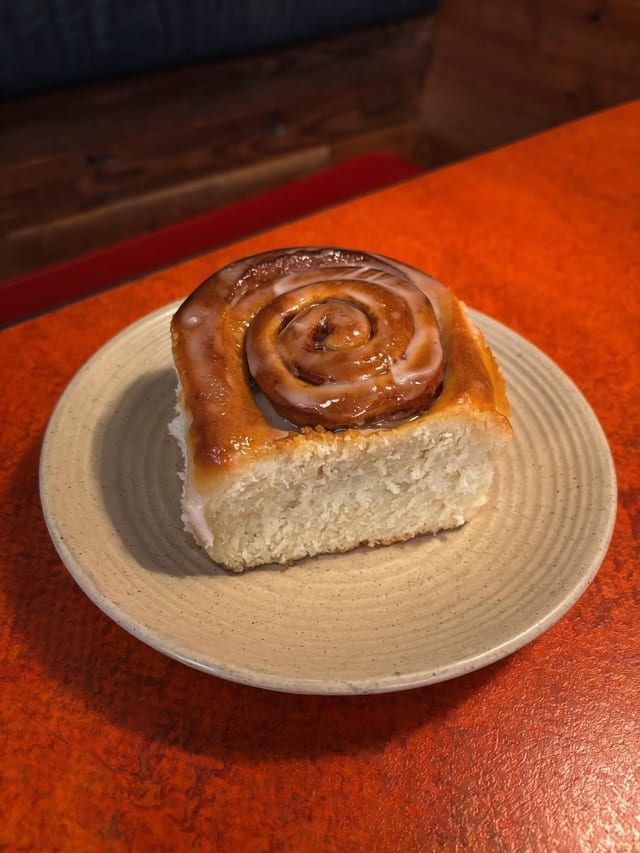 Grand River Bakery Cinnamon Roll.
